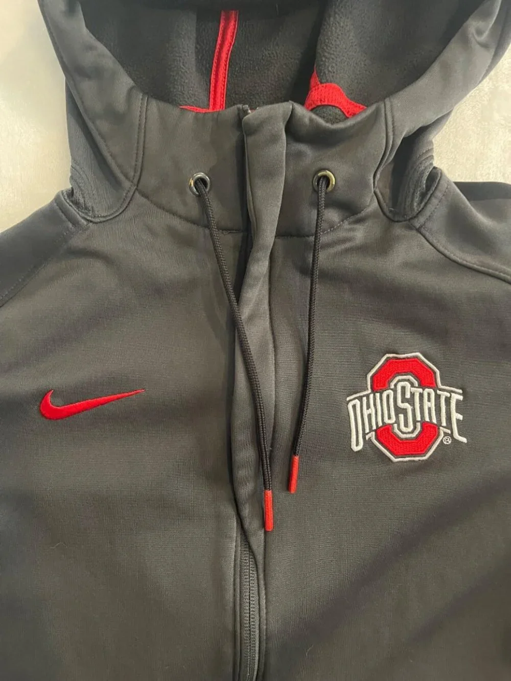 Nike Ohio State Buckeyes Therma-Fit Zip Hoodie sz Medium Gray